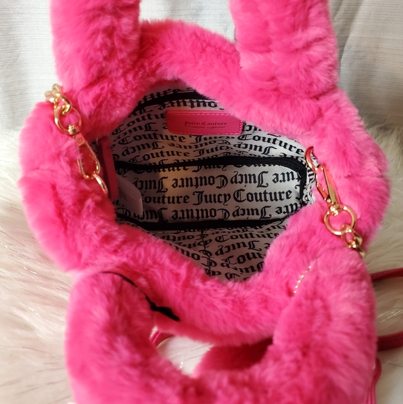 JUICY COUTURE hot pink free love fluffy mini tote - Picture 4 of 8